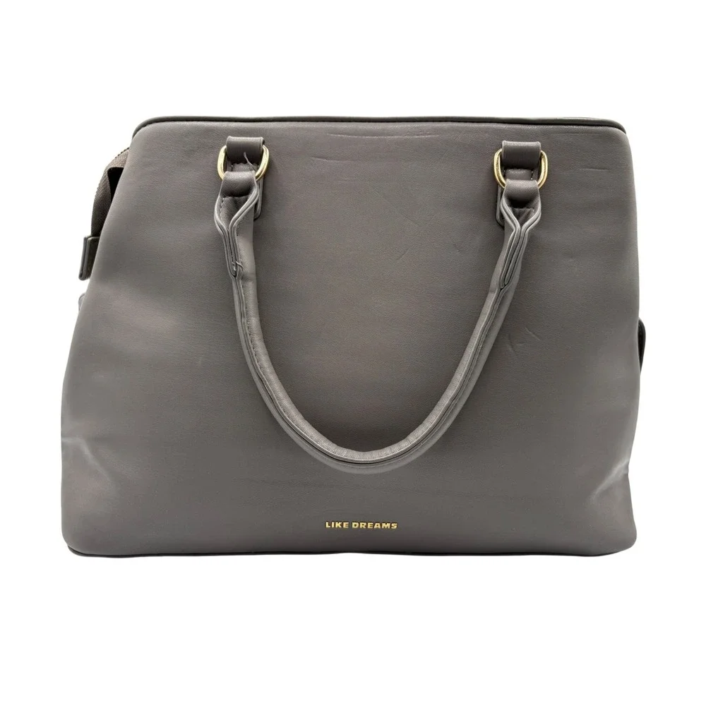 Like Dreams Satchel Bag‎ Womens Medium Gray Excellent Quilted Tassel Crossbody